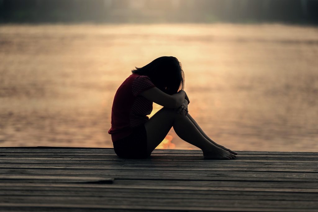 girl, sitting, jetty, docks, boardwalk, young woman, female, sad, sad girl, alone, lonely, solitude, solitary, outdoors, sea, peaceful, nature, silhouette, sunrise, sunset, teenager, water, woman